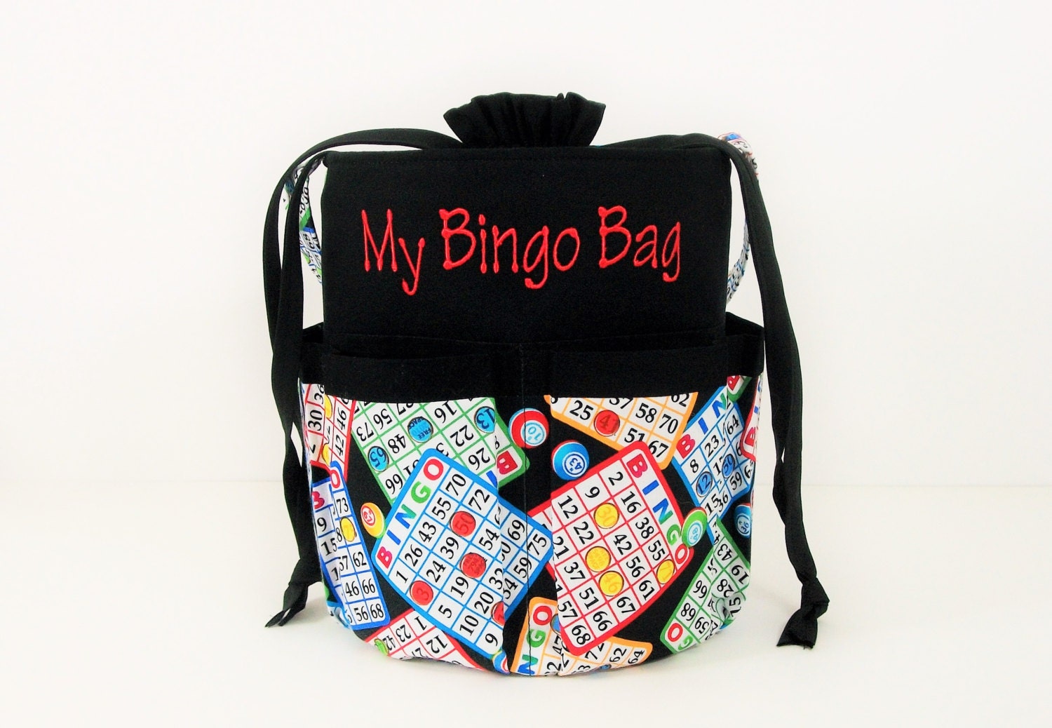 Monogrammed DRAWSTRING Bingo Bag Tote/ Craft Bag in by dModaBella