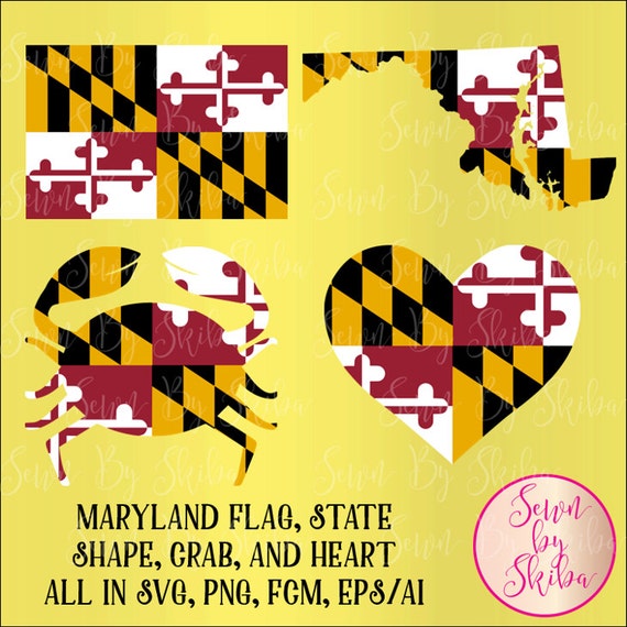 Download Maryland Flag Crab Heart State SVG PNG FCM Eps/Ai by ...