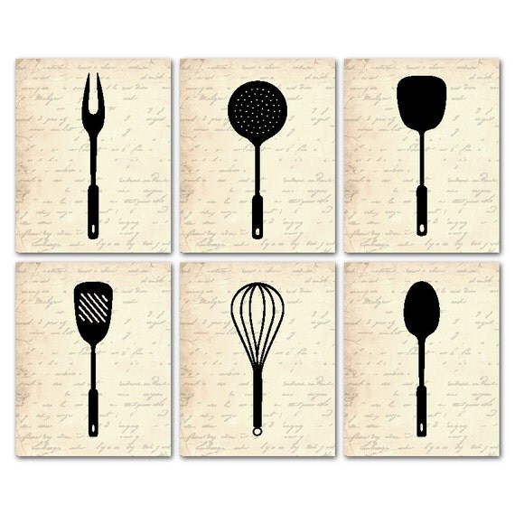 Kitchen Wall Art Set of Six prints by SusanNewberryDesigns