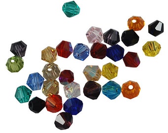 Bulk Beads 4mm Bicone Beads Assorted Colors Birthstone Beads Faceted Glass Beads 100 pieces Wholesale Beads
