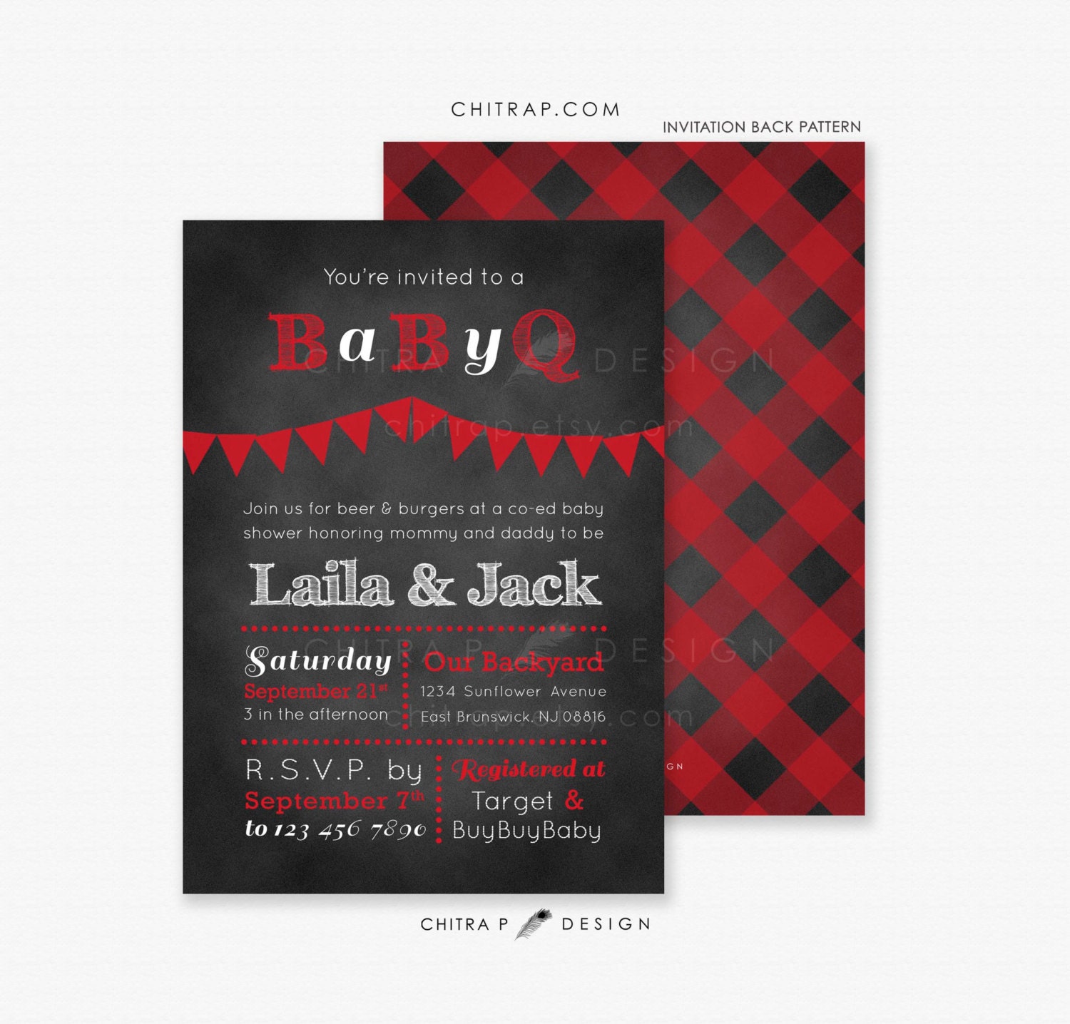 Baby Q Shower Invitations Printed Blue Boy BBQ Couples by chitrap