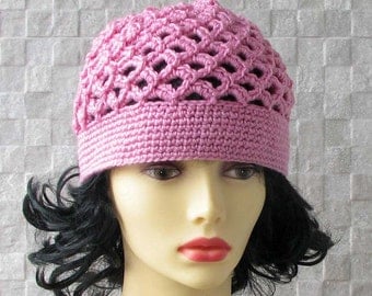 Summer Women Hat Hat Beanie Hat Womens BEANIE hat for Kundalini sadhana Kufi hat Crochet Cotton hat Skullcap scalloped
