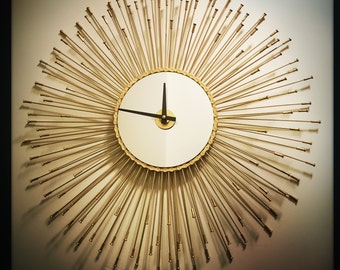 Sunburst Bike Clock, Mid Century Wall Clock, Boho Gift For Her, Unique Wedding Gift Idea, Oversized Wall Clock, Industrial Home Decor