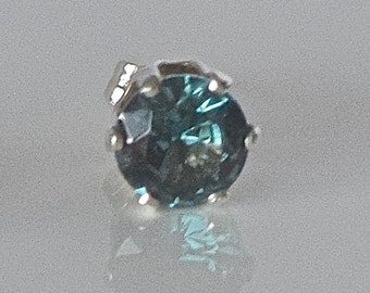 Blue Zircon Sterling Silver Stud Earrings