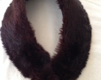 Mid-Century Vintage Brown Fur Collar, 32 inches long