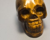 Tigers Eye Crystal Skull 2 inches 50mm Courage, Determination, Money Maker!