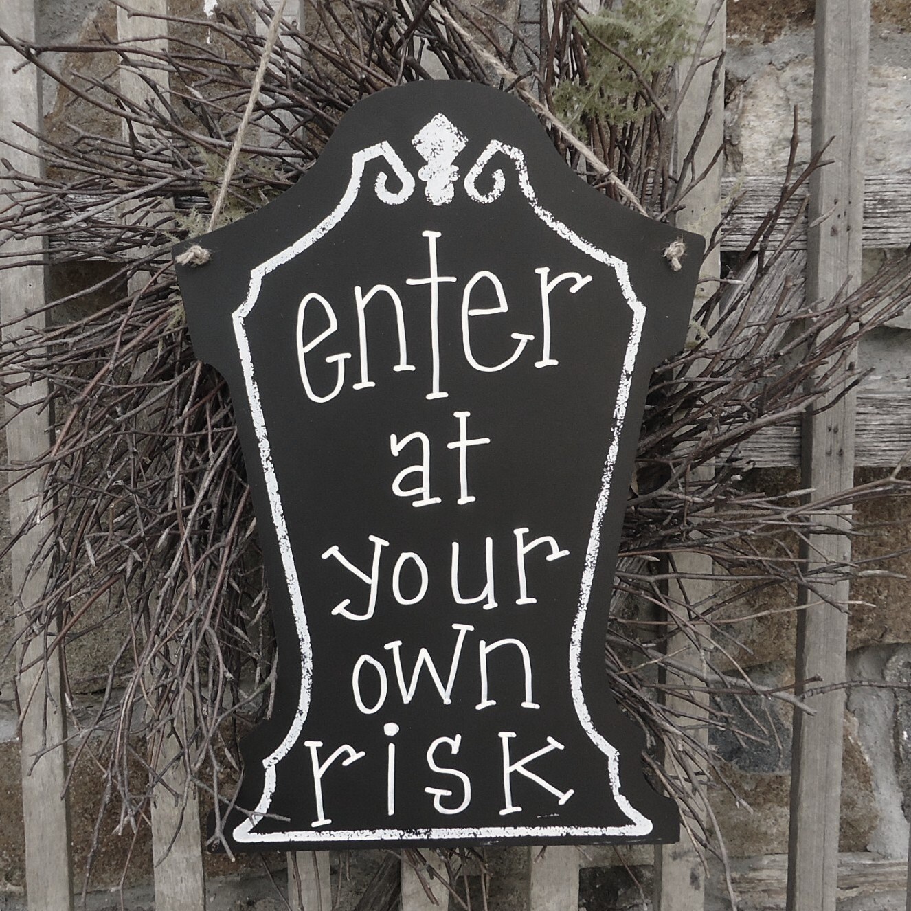 Halloween tombstone Front door decor Haunted house danger fun