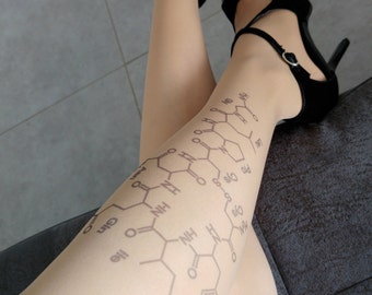 Oxytocin Molecule Printed Tights, Science art Design, Chemisrty, Tattoo Tights, Oxytocin, Love Hormone