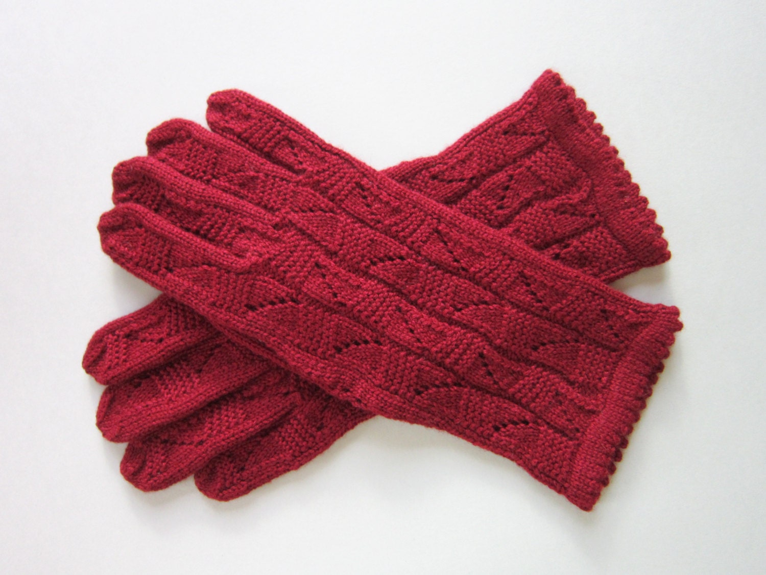 Wool Gloves Hand Knit Gloves Red Gloves for Women Womens