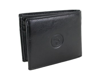 Mens Large Wallet Genuine Leather Napa Handmade Big Trifold Cards ID Card Zip Secret Note Cash Black Brown 217
