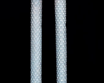 Pair of Rolled Honeycomb Glitter Beeswax Tapers, Reflections Silver