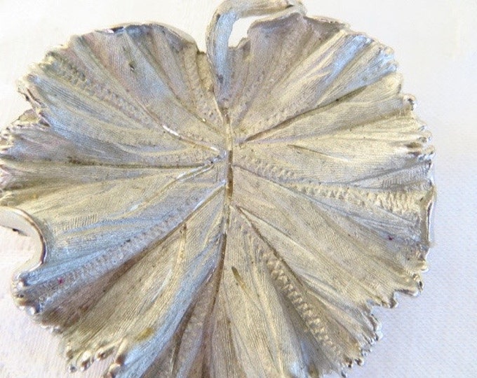 Vintage Leaf Brooch Brushed Silver Signed BSK, Nature Jewelry, Botanical Pin CLEARANCE