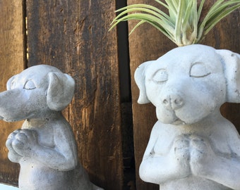 Meditating Dog Statue - Concrete Planter - Zen Animal - Garden Decor - Available with or without plant