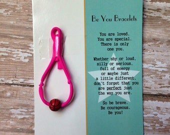Be You Bracelet- Pink w/Basketball - Useful in Helping With Fidgeting, Sensory Needs, Separation Anxiety, Positive Reinforcement