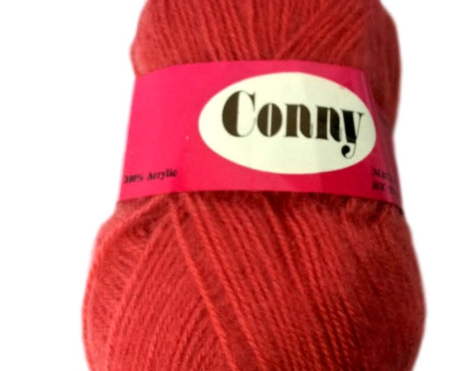 Vintage Conny Acrylic Yarn, Nomis Yarn Company Israel, 10 Skeins Dark Coral