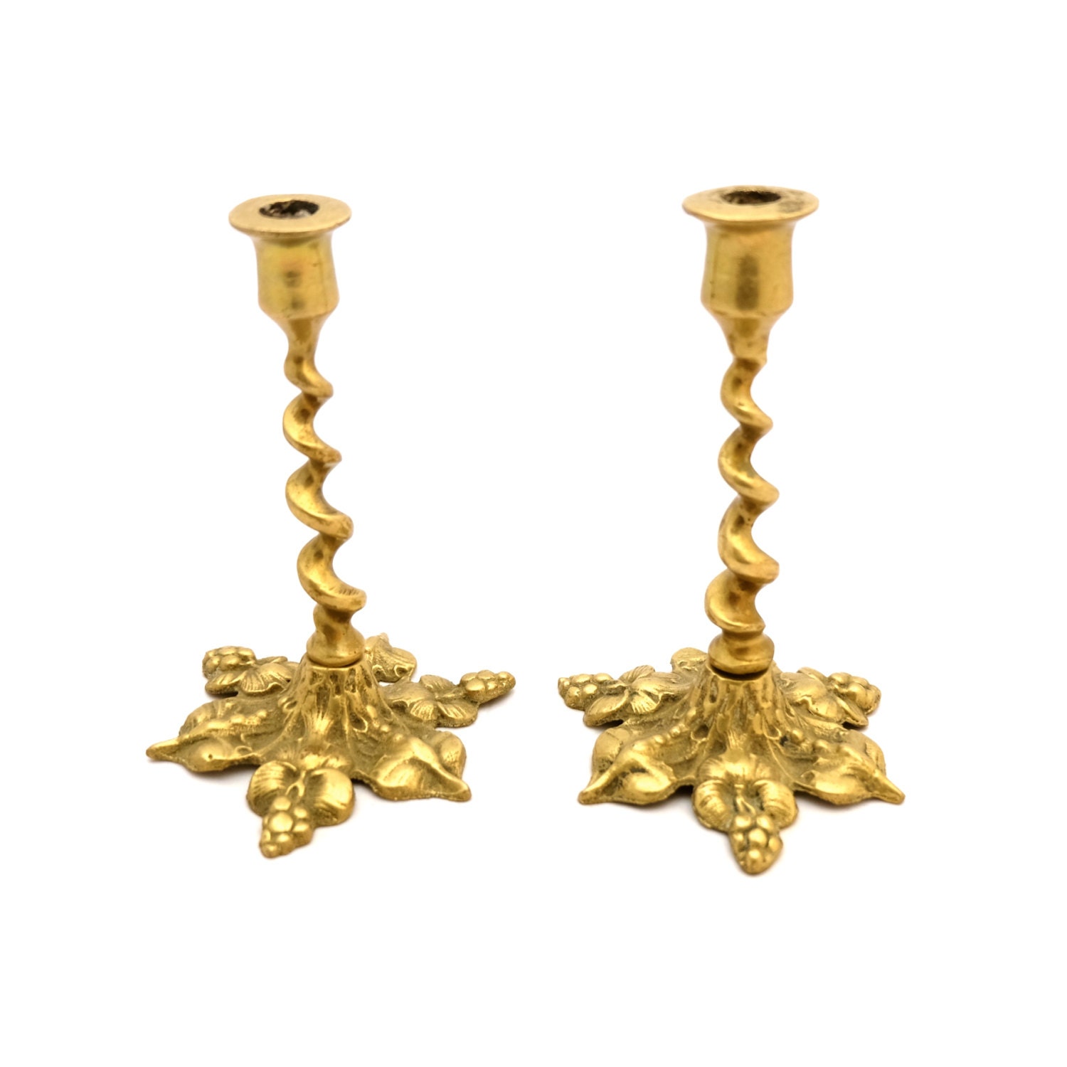 Pair of Twisted Brass Candle Holders Brass Candle Stick