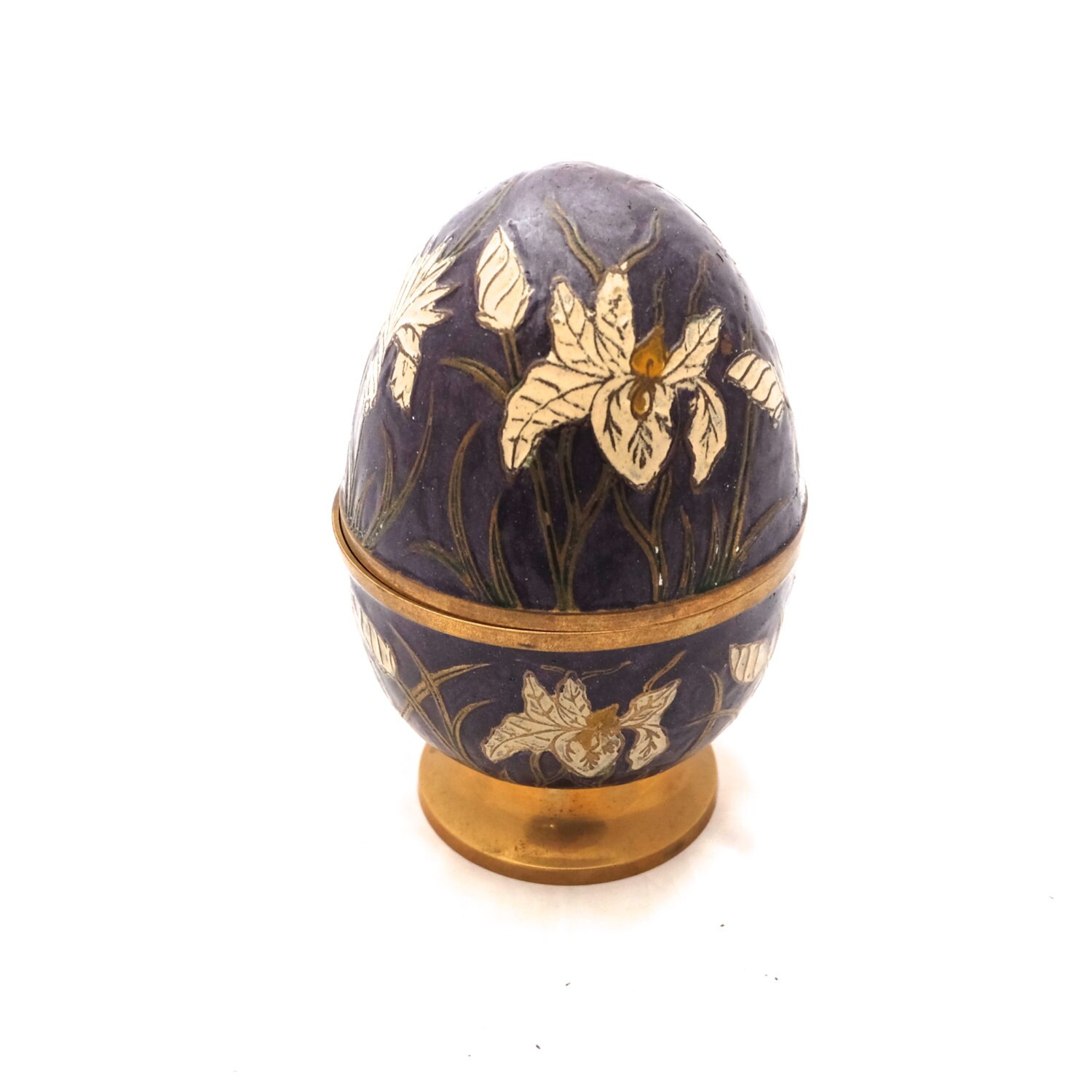 RESERVED Brass Enamel Egg Large Cloisonné Egg Brass Enamel