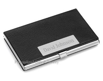 Quality Leatherette Business Card Case - Free Engraving