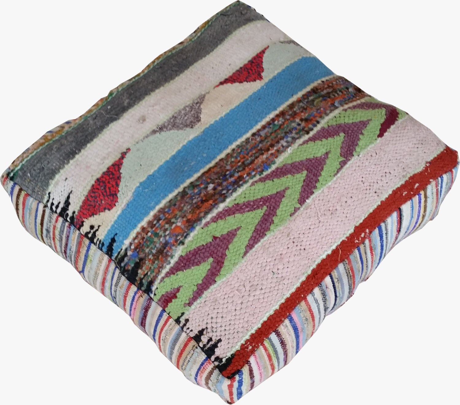 Moroccan Vintage Floor Cushions / Made From Hand Woven Kilim