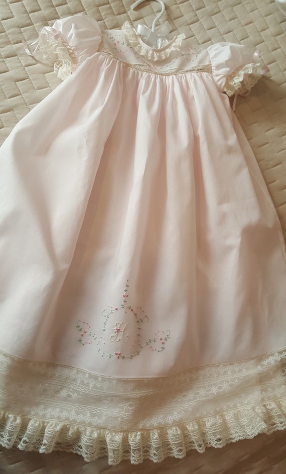 Long Baby Dress with Hand Embroidered Yoke and Skirt Front