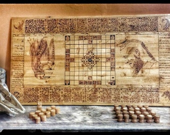 Hnefatafl Board Game, Vikings Game, Kings Table, Tafl, Wood Burnt Wood, Scandinavian Game, Odin, Viking Chess