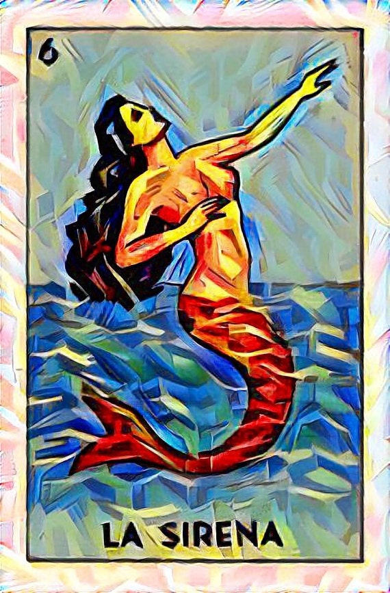 LA SIRENA Loteria 5 X 7 HD Print Digital Art Mermaid