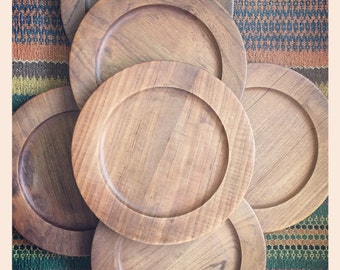 Danish Modern Wiggers Teak Plates -set of Seven