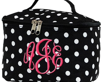 Personalized Cosmetic Bag | Bridesmaid Gift | Custom Makeup Bag | Cosmetic Travel Bag | Monogrammed Cosmetic Bag | Polka Dot Cosmetic Bag