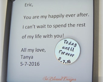 Groom Gift ideas, personalized wedding date coin, Today until Forever coin, hand stamped coin, Bride to GROOM gift, personalized groom gift