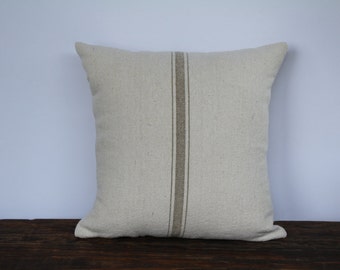 Grain Sack Pillow Cover, Farmhouse Pillow Cover, French Pillow Cover, Decorative Pillow Cover, Custom Couch Pillow, TAN STRIPE