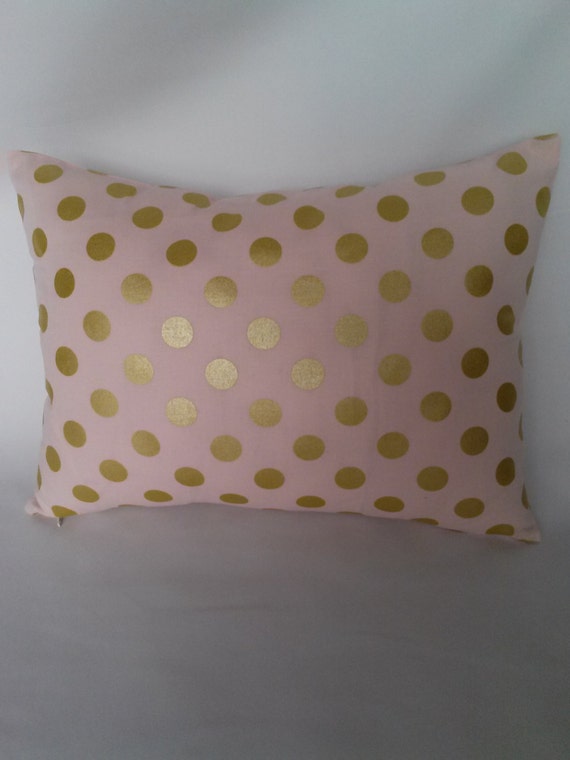 Metallic Gold Polka Dots Pillow Cover