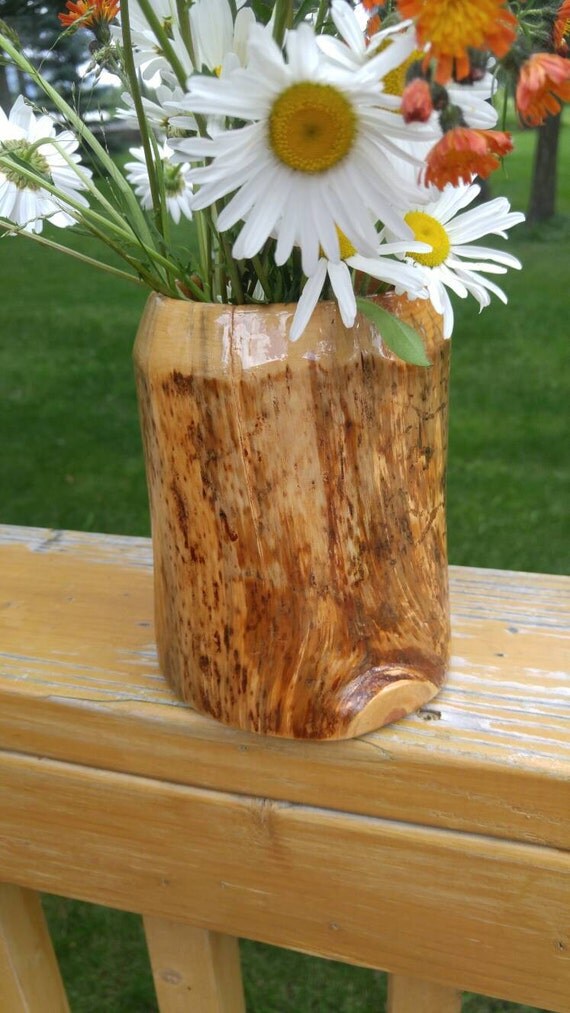 Wooden vase wooden utensil holder pine vase by SilverOakFurniture