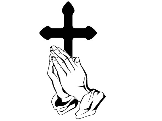 PRAYING HANDS and Cross Decal Cross Decal Praying hands