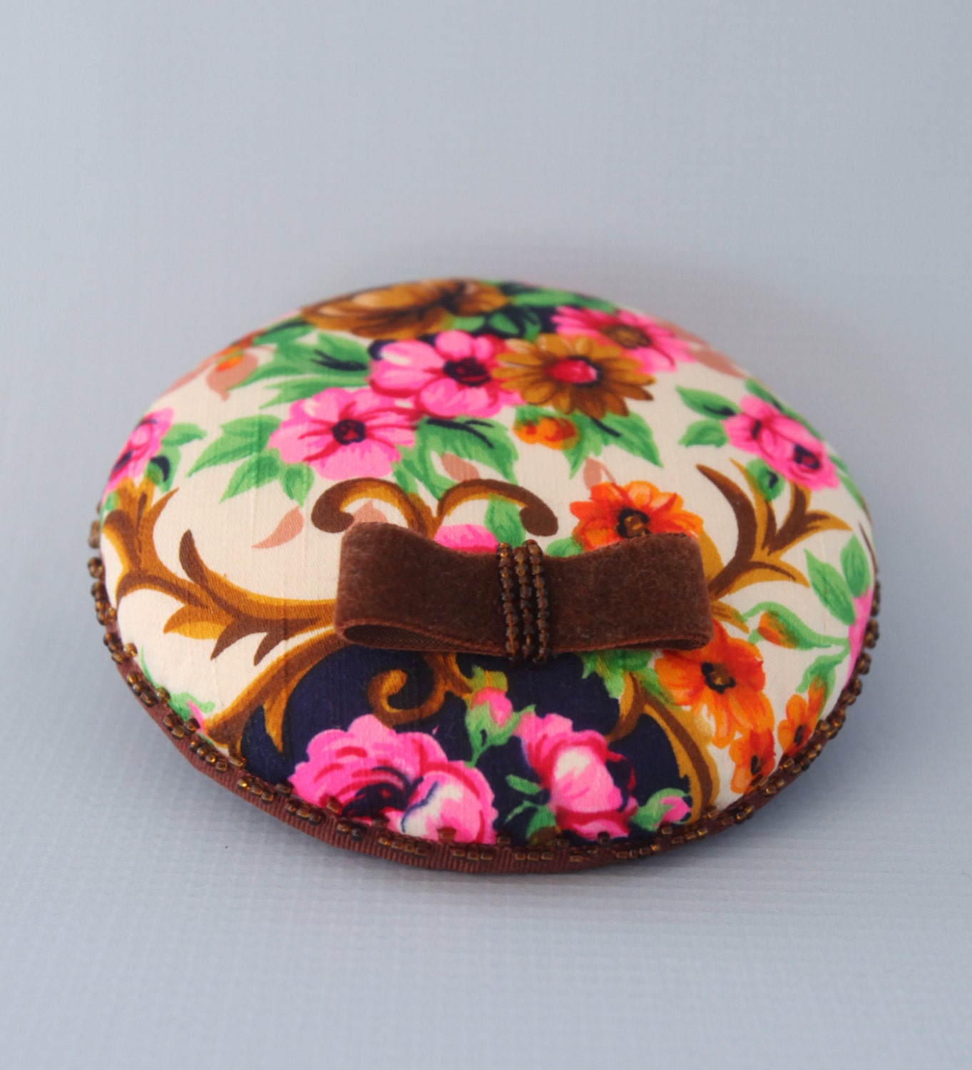 Flowers Fascinator. Vintage Fabric Floral Cocktail Hat W/