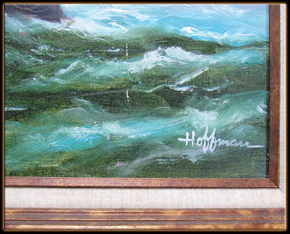 Vintage 30s Oil Painting William Hoffman Tall Sailing Ship