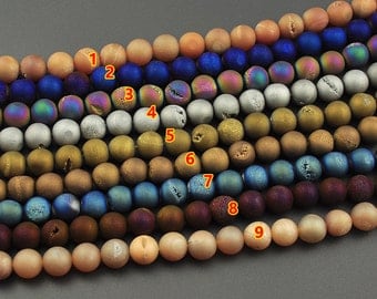 Wholesale Druzy Beads, Gemstone Beads, Roun Matte Druzy Stone, Druzy Quartz Agate Beads For Jewelry Making 10mm