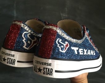Houston Texan Steel Blue and Battle Red Custom Converse