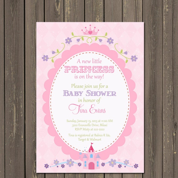 Princess Baby Shower invitation, Princess Tiara Invitation, Castle Baby Shower Invitation, Pink and Lavender, Royal Baby Shower Il_570xn