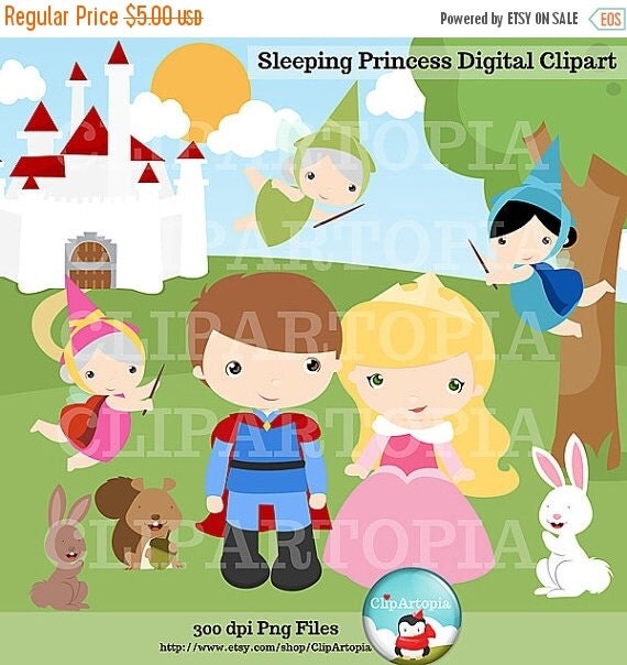 50% OFF SALE Sleeping Princess Digital Clipart / Cute Princess Digital Clipart for Personal and Commercial use / INSTANT Download Il_570xn
