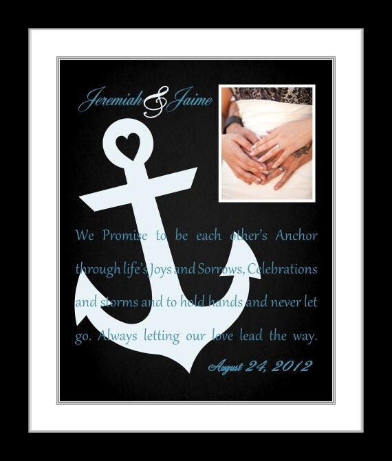 Items similar to A Nautical Anchor Wedding Gift Song Lyric Vows, Most
