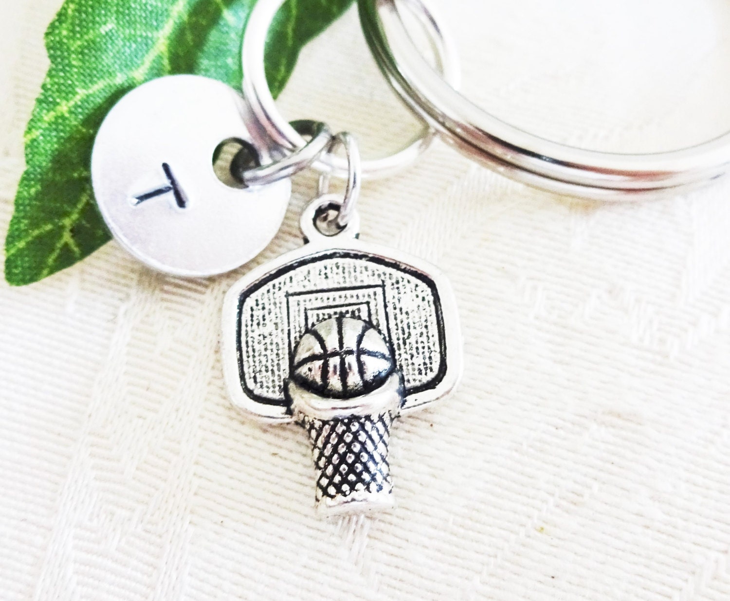 BASKETBALL KEYCHAIN With Initial Charm See All Photos To