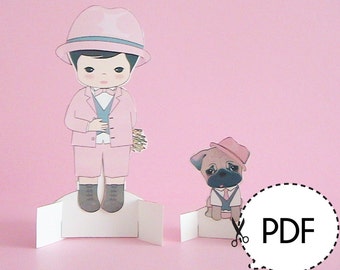 Will and Dunkin Paper Doll Seasonal Outfits ONLY-Printable PDF Download