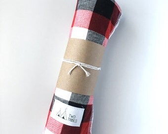 Black, White, and Red Buffalo Plaid Baby Swaddle blanket