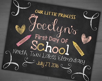 My Little Princess - First Day Of School - 1st Day Of Preschool - Back To School Chalkboard Sign -Welcome Back - Printable - 8x10 - 16x20