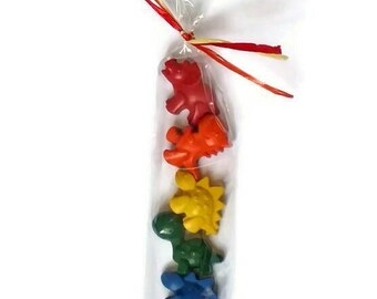 Rainbow dinosaur crayons - set of 5, dinosaur party favors, dinosaur birthday party, rainbow baby party, sugarfree Easter basket, dino party
