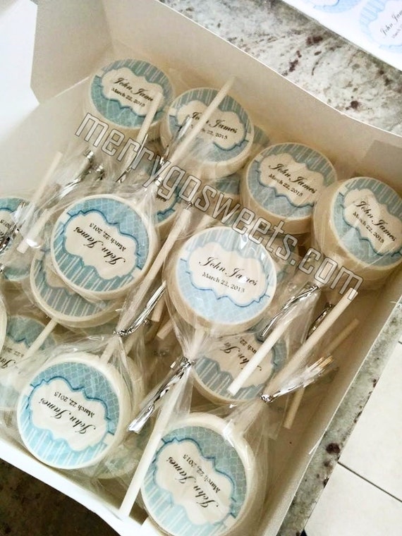 Baptism Favors Chocolate Lollipops 12 Edible by MerryGoSweets