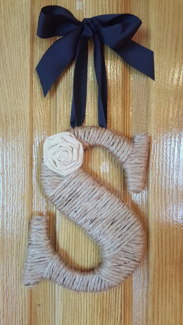 Twine Letter Monogram Wreath Initial Wreath Home Decor