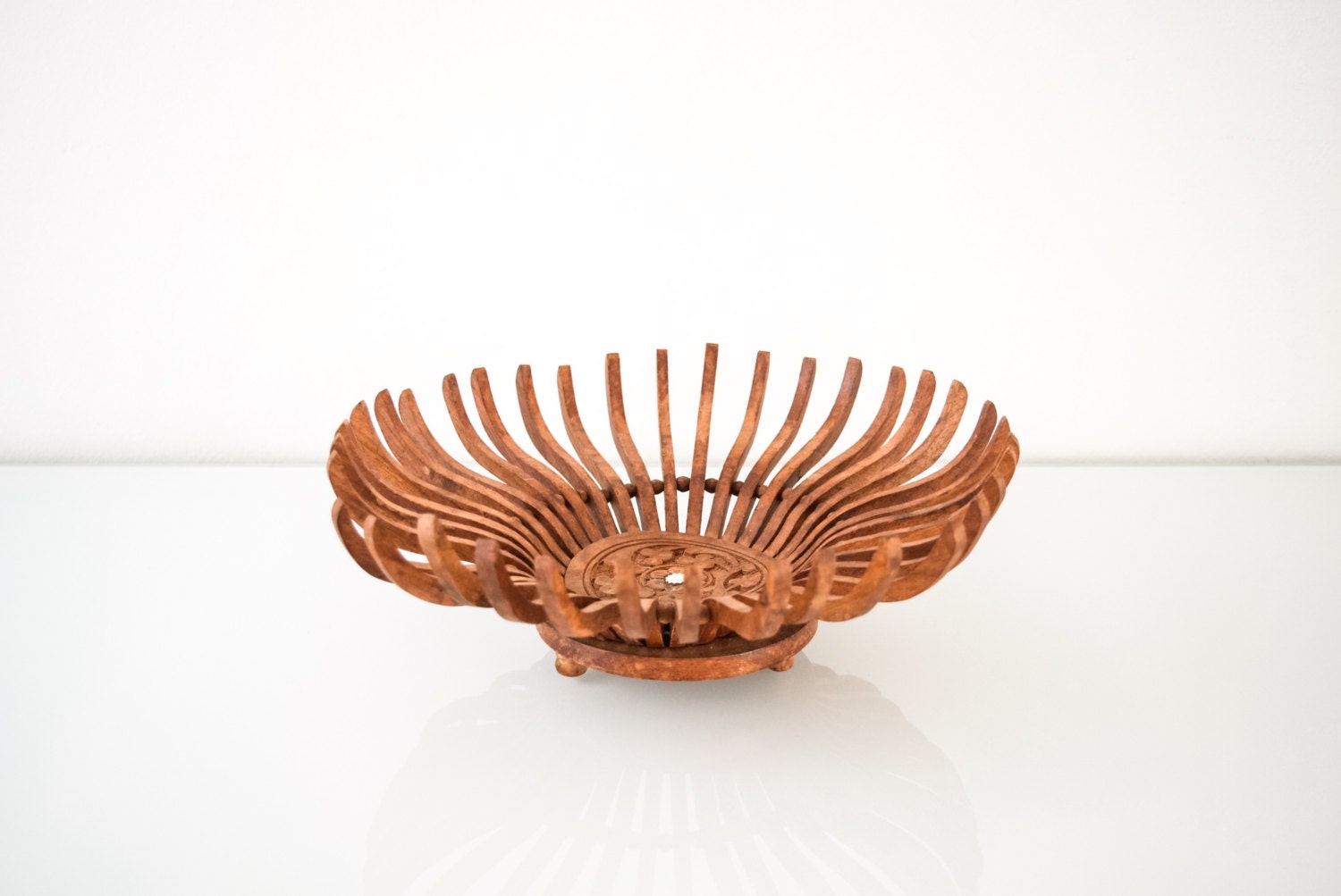 mid century wood bowl fruit bowl basket wooden bowl wood