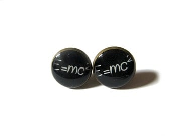 E=mc2 STUD EARRINGS - Science Jewelry - Albert Einstein stud earrings - Einstein earrings - Math earrings - Geek Nerd earrings - Gift Idea