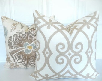 Neutral Pillow Cover - Trellis - Decorative Pillow Cover - Tan and Off White - Throw Pillow - Accent Pillow - Toss Pillow - 18x18, 20x20